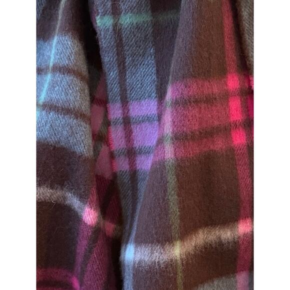 Kate Spade Plaid Fringe Scarf Lambswool Angora Blend Cozy Warm Winter Wrap - Picture 5 of 7